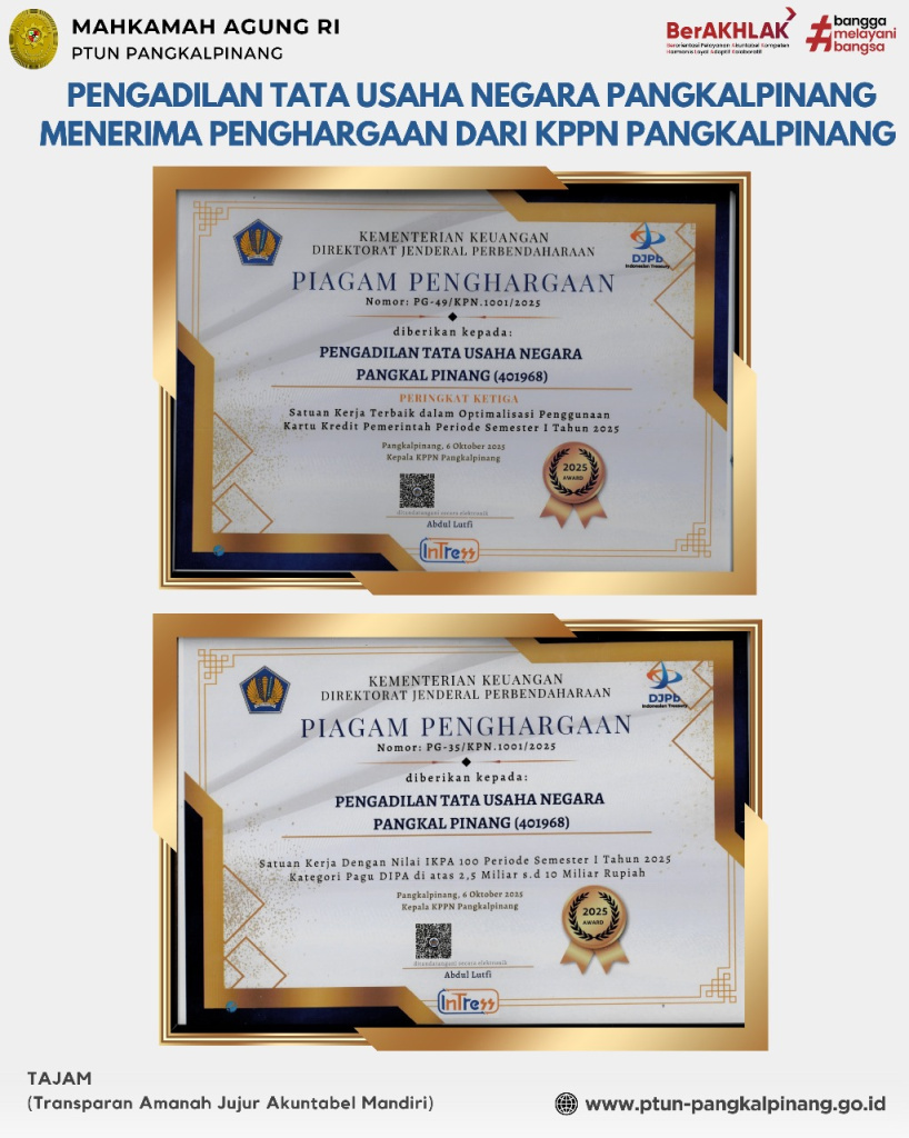 PENERIMAAN PENGHARGAAN DARI KPPN PANGKALPINANG PENERIMAAN PENGHARGAAN DARI KPPN PANGKALPINANG
